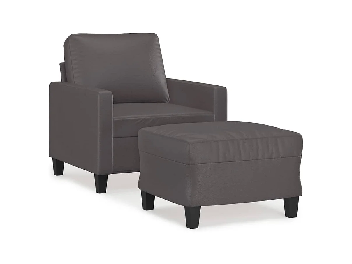 Fauteuil met voetenbank Grijs 60 cm Kunstleer