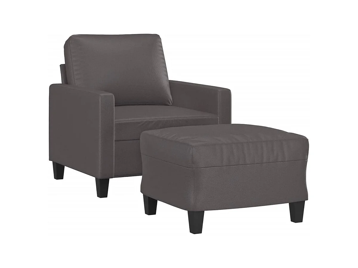 Fauteuil met voetenbank Grijs 60 cm Kunstleer
