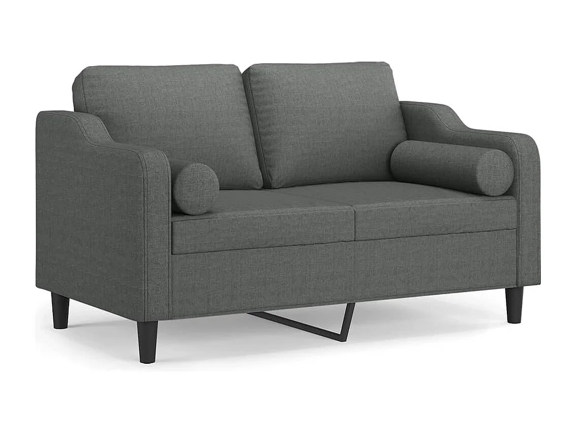 Sofá de 2 plazas con cojines gris oscuro de tela de 120 cm
