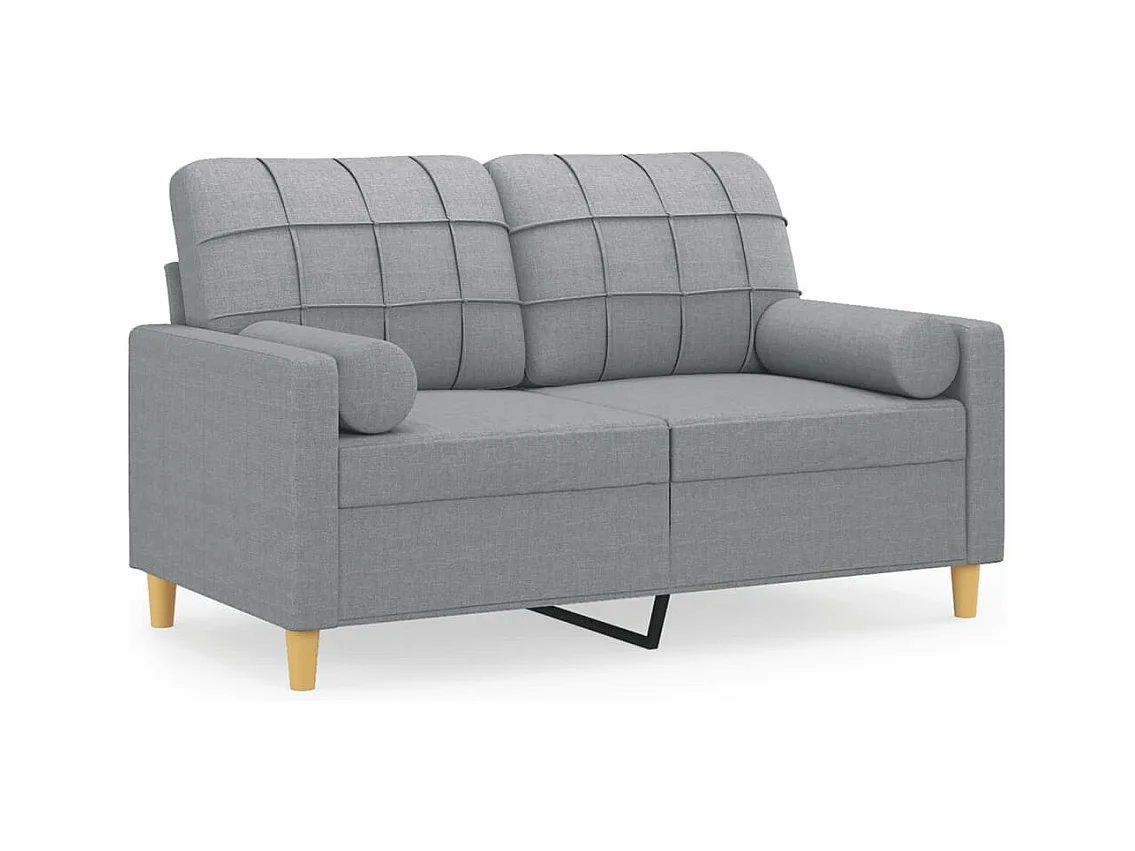 Canapé 2 places avec oreillers gris clair 120 cm tissu