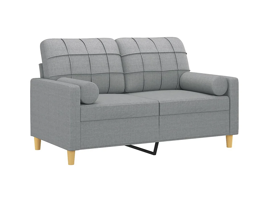Canapé 2 places avec oreillers gris clair 120 cm tissu
