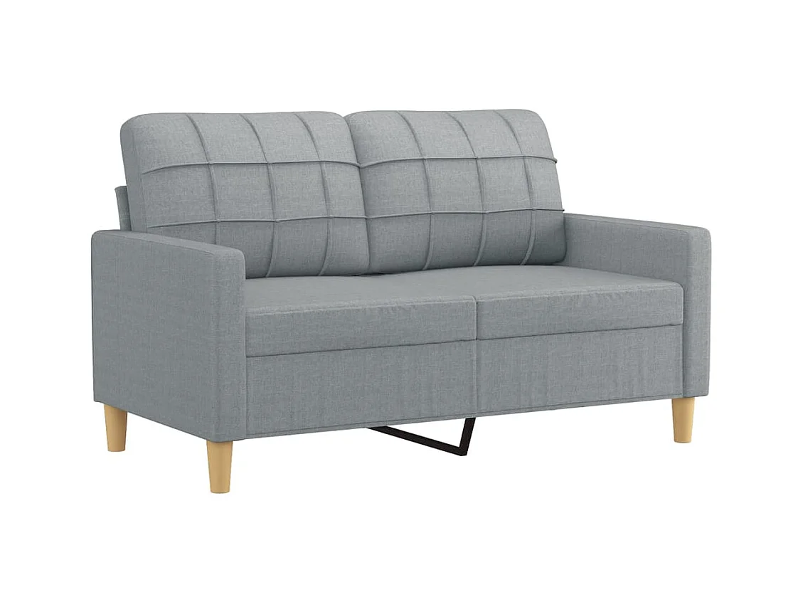 Canapé 2 places avec oreillers gris clair 120 cm tissu