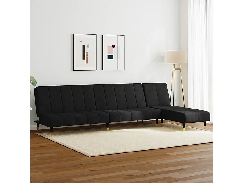 Conjunto de sofá de 2 piezas de terciopelo negro