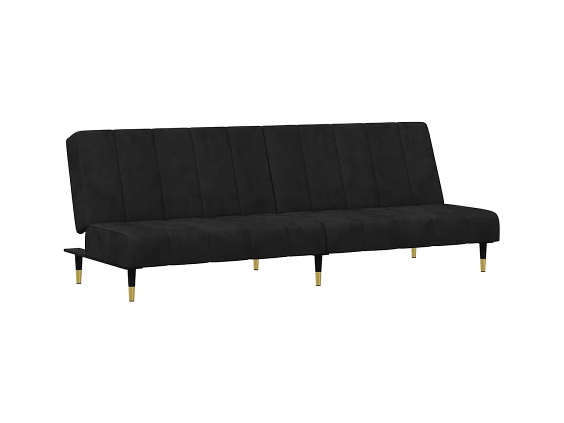 Set di divani in velluto nero da 2 pezzi