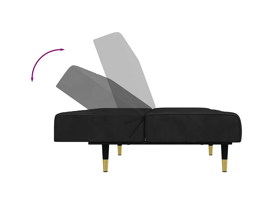 Set di divani in velluto nero da 2 pezzi