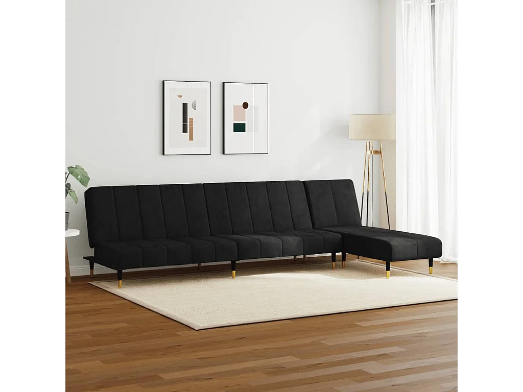 2-delige zwarte fluwelen bankset