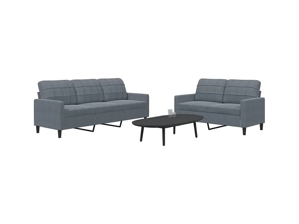Conjunto de sofá de 2 piezas con cojines Terciopelo Gris Oscuro