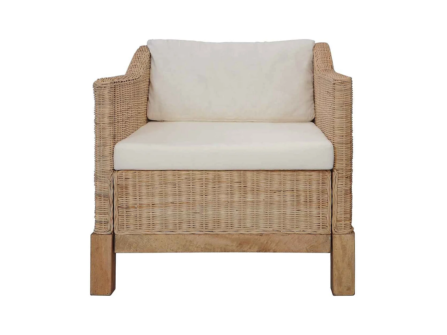 2-teiliges Sofaset mit Kissen Naturrattan