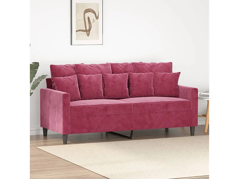 Sofá 2 plazas Rojo burdeos 140 cm Terciopelo