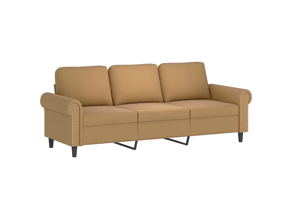 3-zitsbank met voetenbank Bruin 180 cm Fluweel