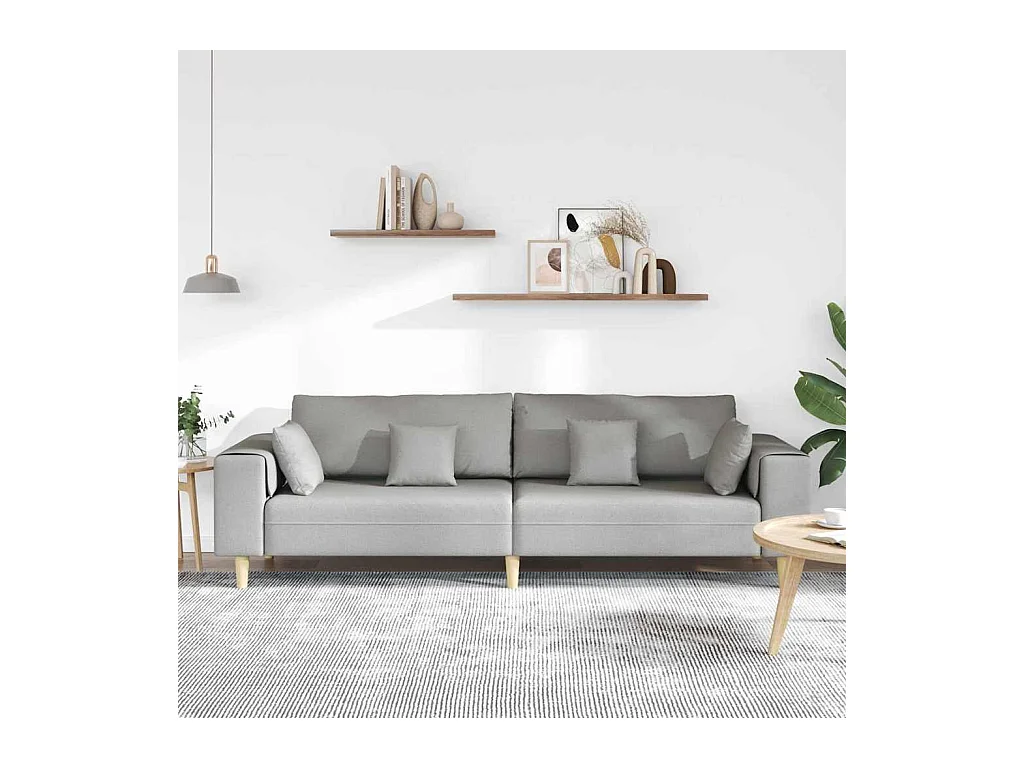 Divano in tessuto con cuscino tessuto grigio nuvola 208 cm