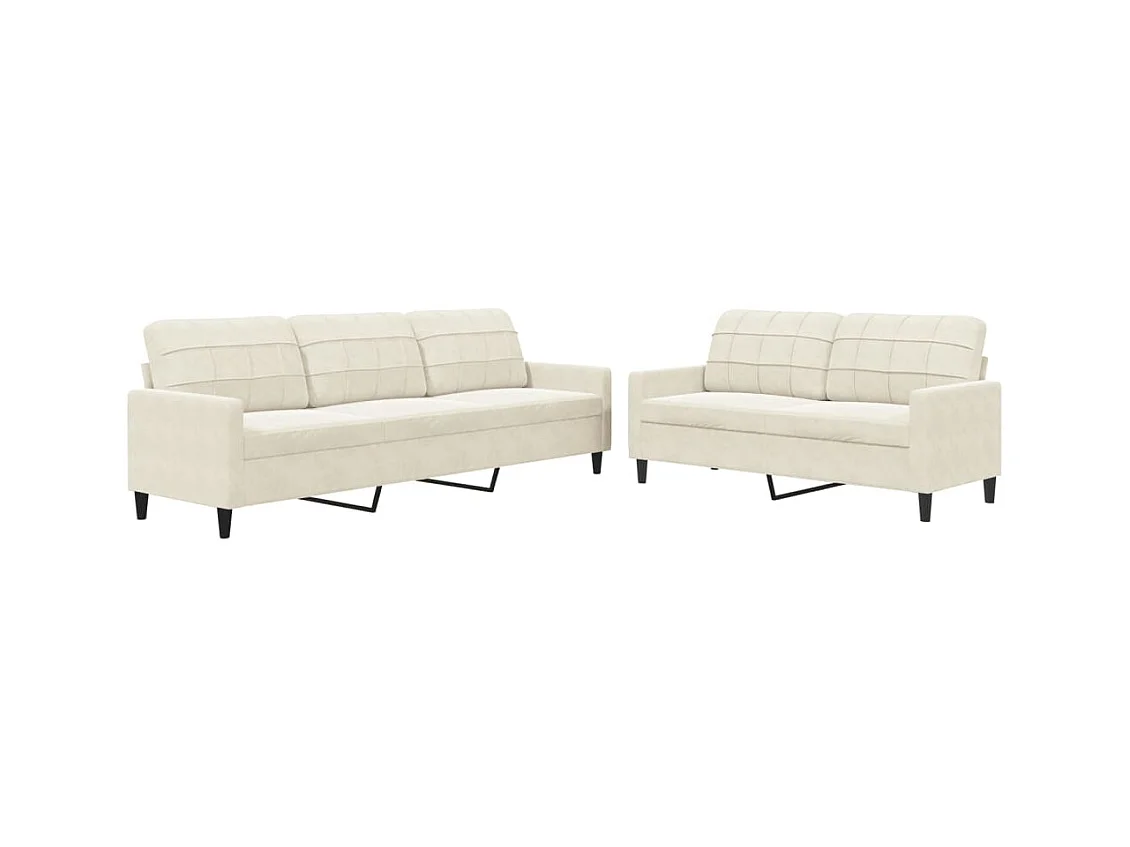 Conjunto de sofá de 2 piezas con cojines de terciopelo color crema