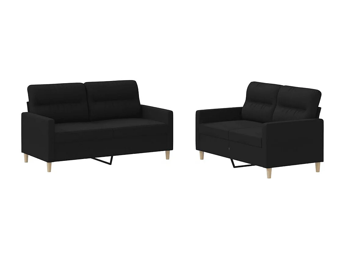 Set di 2 divani con cuscini in tessuto nero