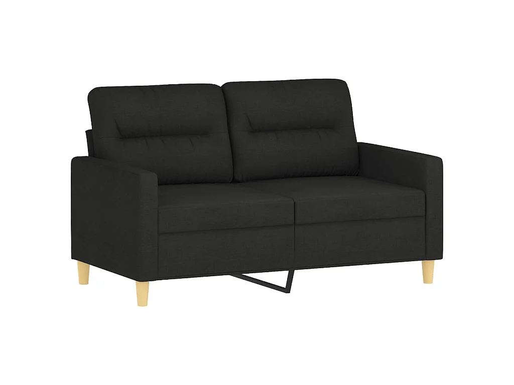 2-teiliges Sofaset mit Kissen, schwarzer Stoff
