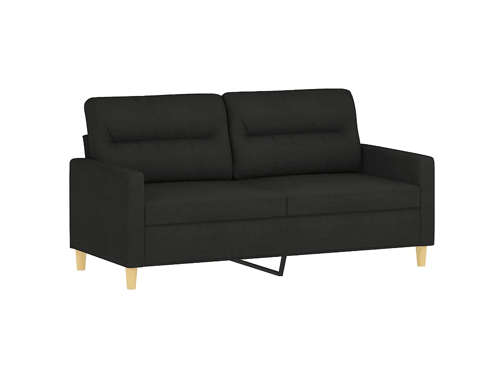 2-teiliges Sofaset mit Kissen, schwarzer Stoff