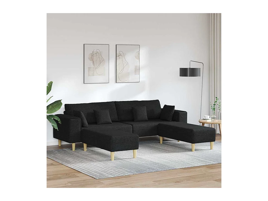 Sofa en tissu avec coussin Noir 208 cm tissu