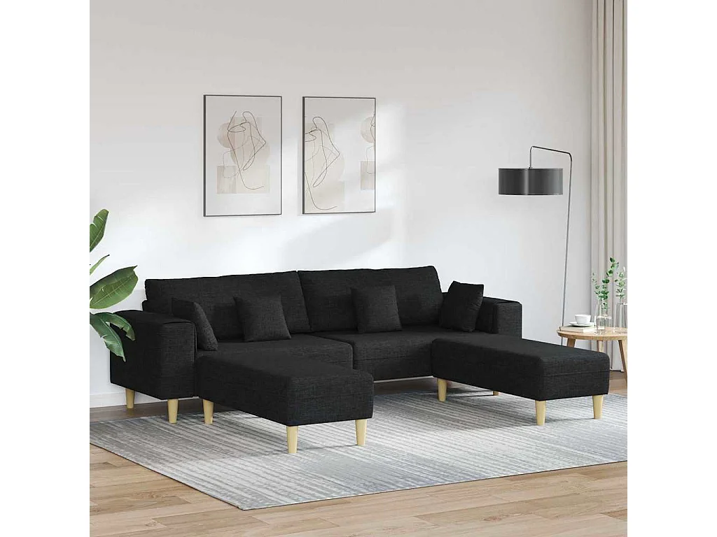 Stoffen bank met zwart kussen 208 cm stof