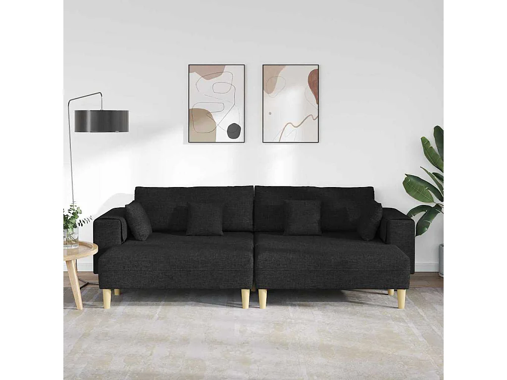 Stoffen bank met zwart kussen 208 cm stof