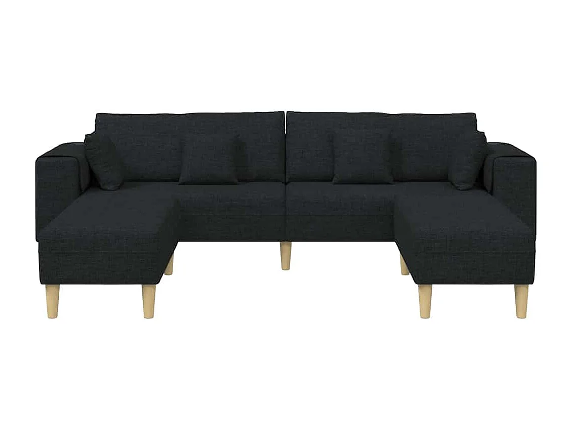 Stoffen bank met zwart kussen 208 cm stof