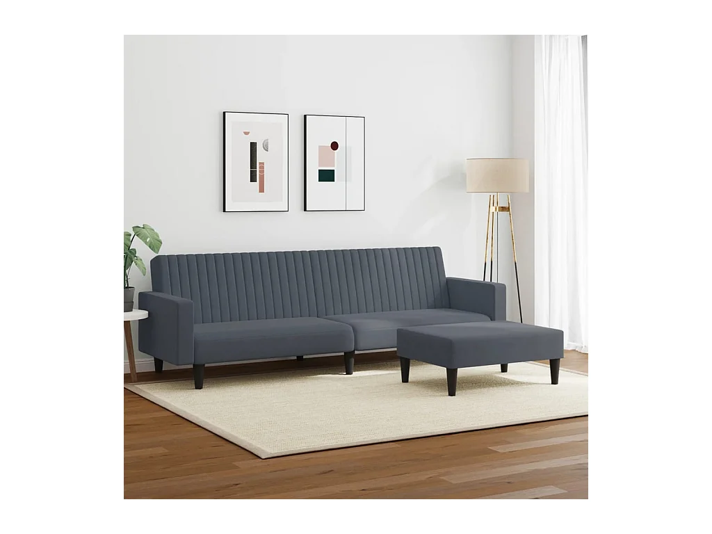 Set di divani in velluto grigio scuro da 2 pezzi