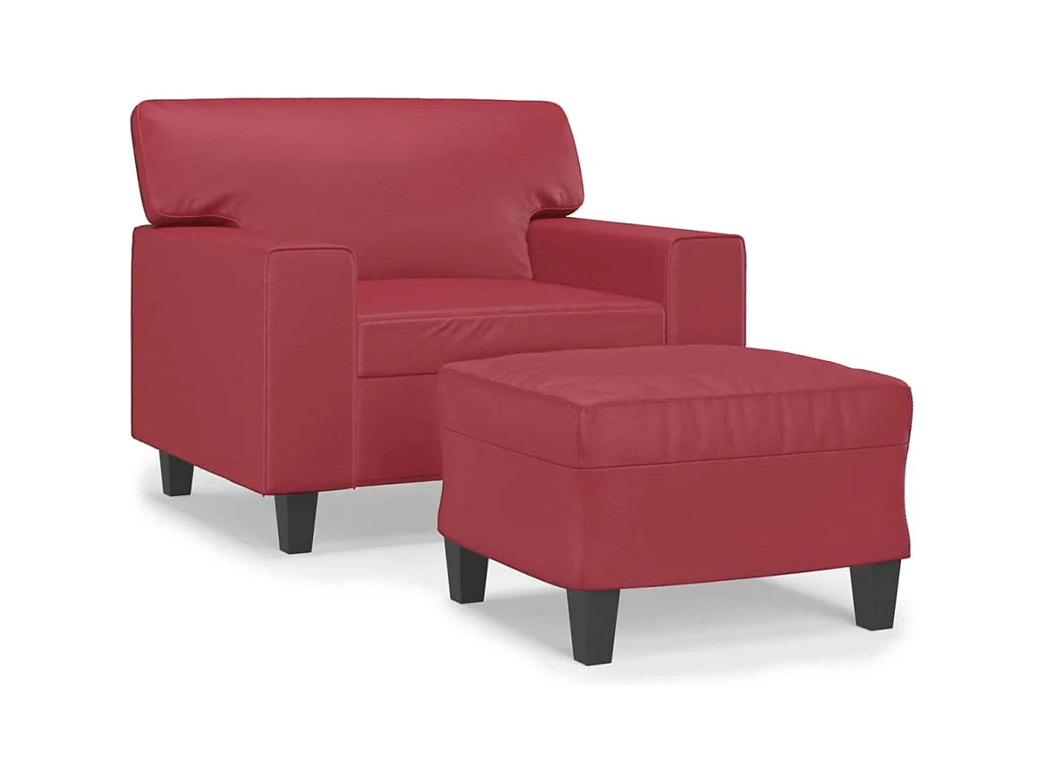Sessel mit Fußstütze Burgunderrot 60 cm Kunstleder