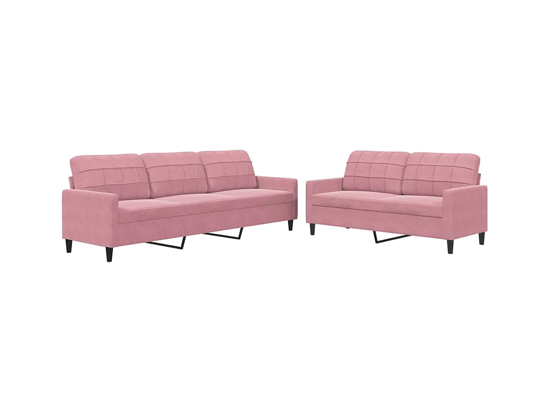 Set di divani 2 pezzi con cuscini, velluto rosa