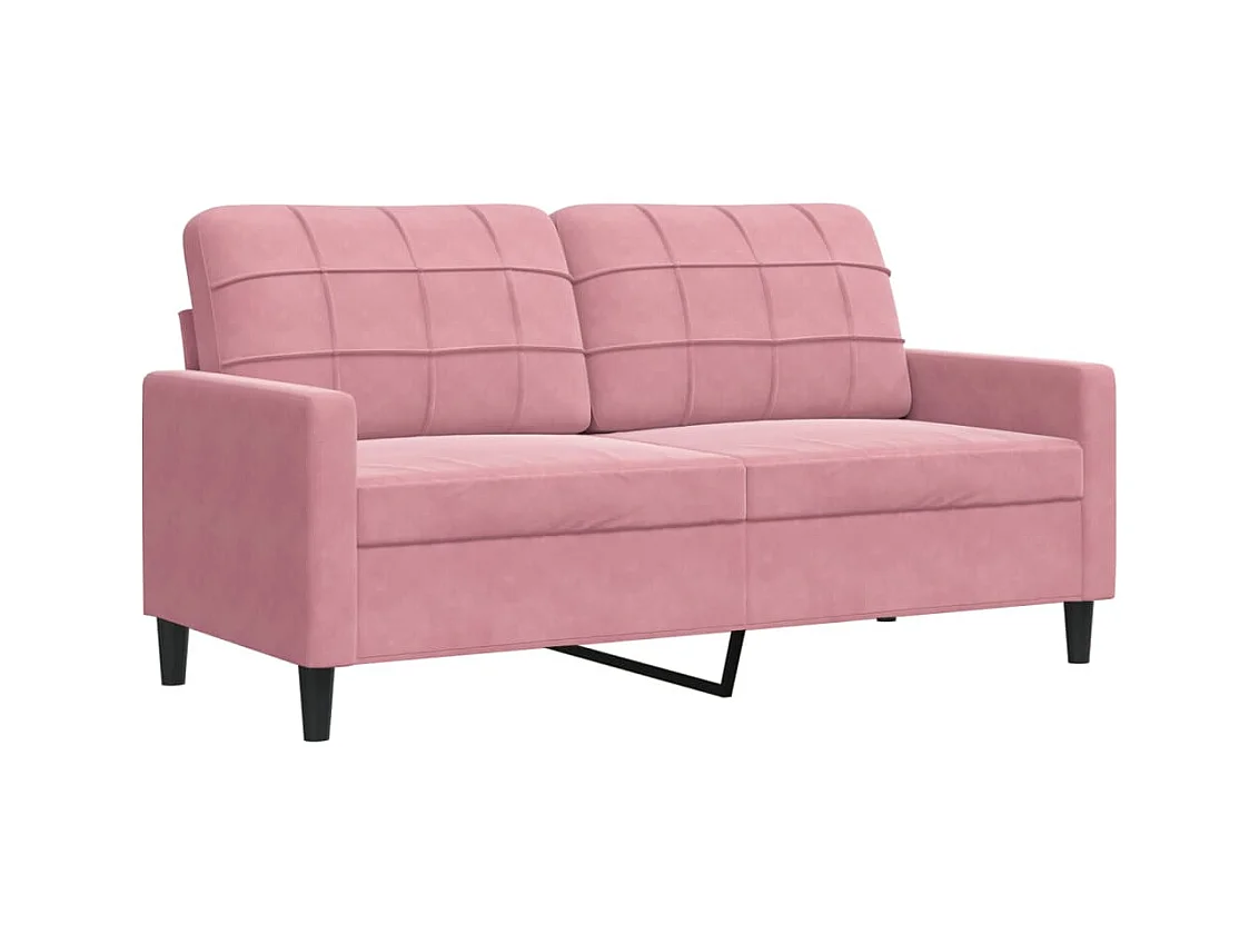 2-delige bankstel met kussens, roze fluweel