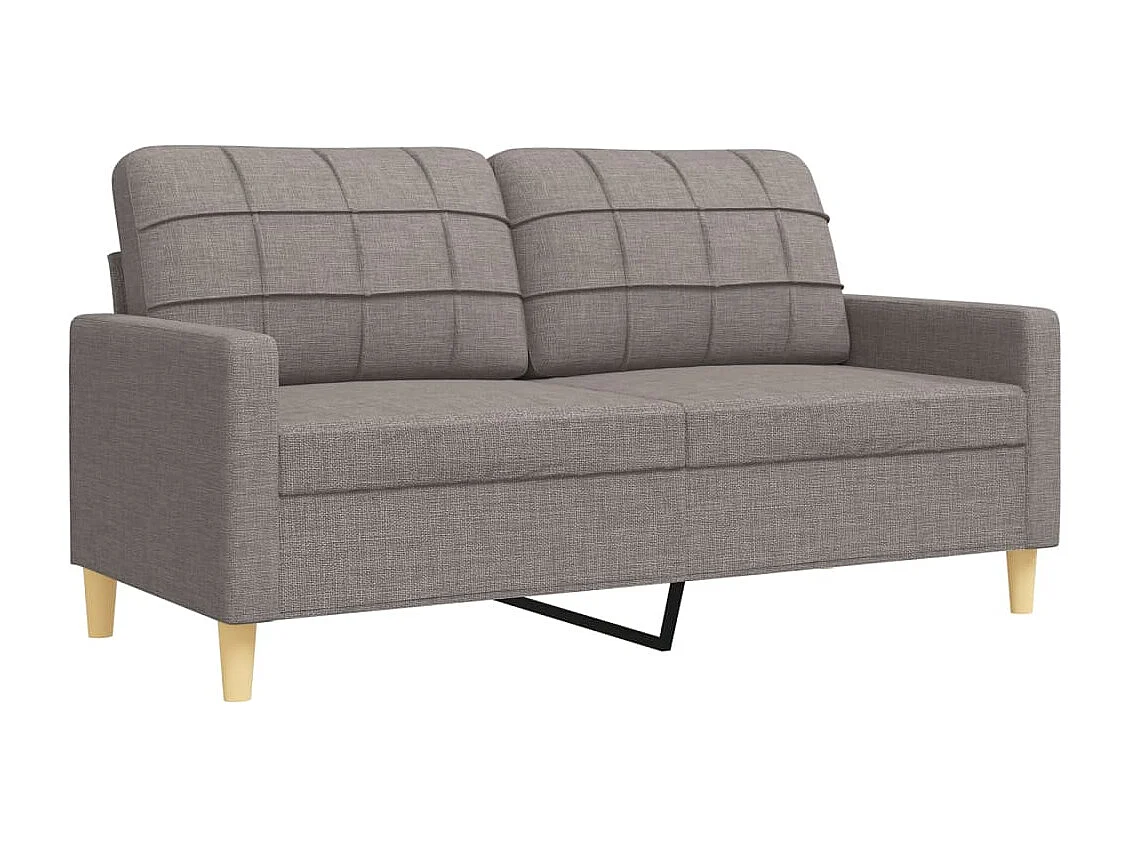 3-teiliges Sofaset mit Fußhocker, taupefarbener Stoff