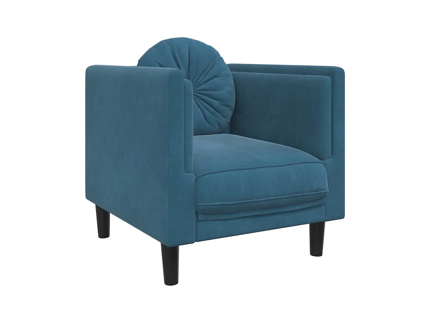 3-teiliges Sofaset mit blauen Samtkissen