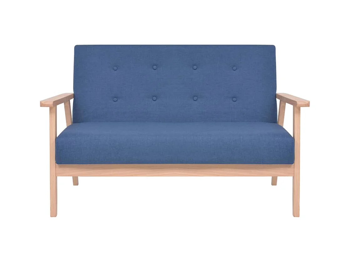 3-teiliges Sofaset aus blauem Stoff