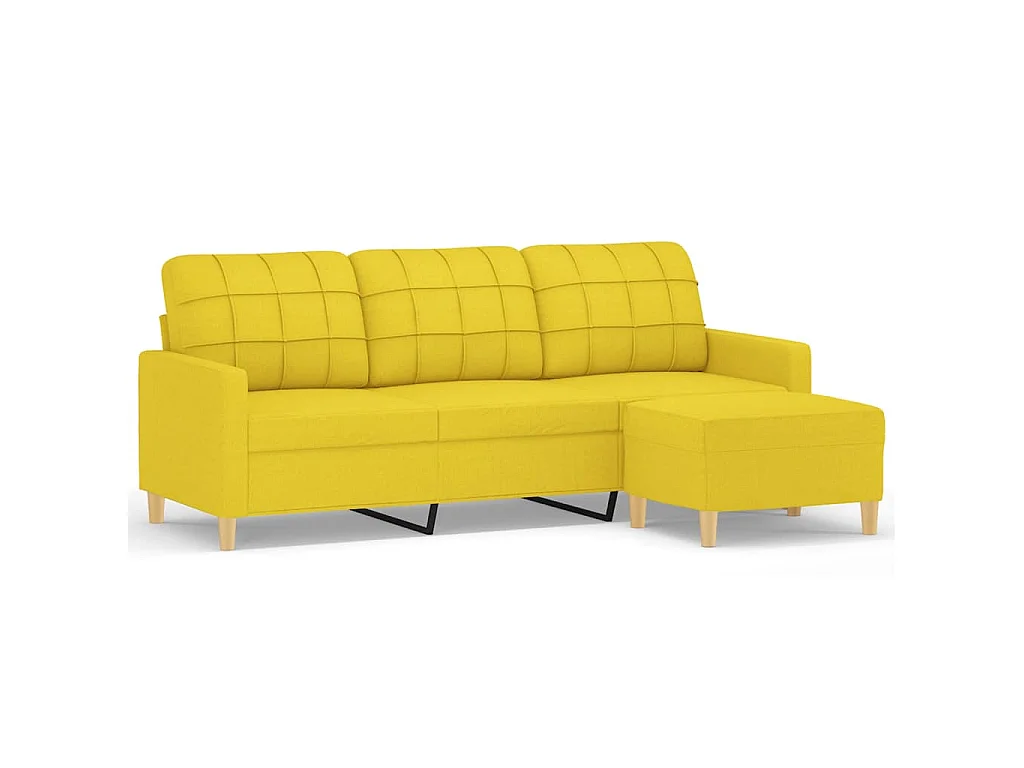 Canapé d'angle 3 places avec repose pieds en tissu jaune
