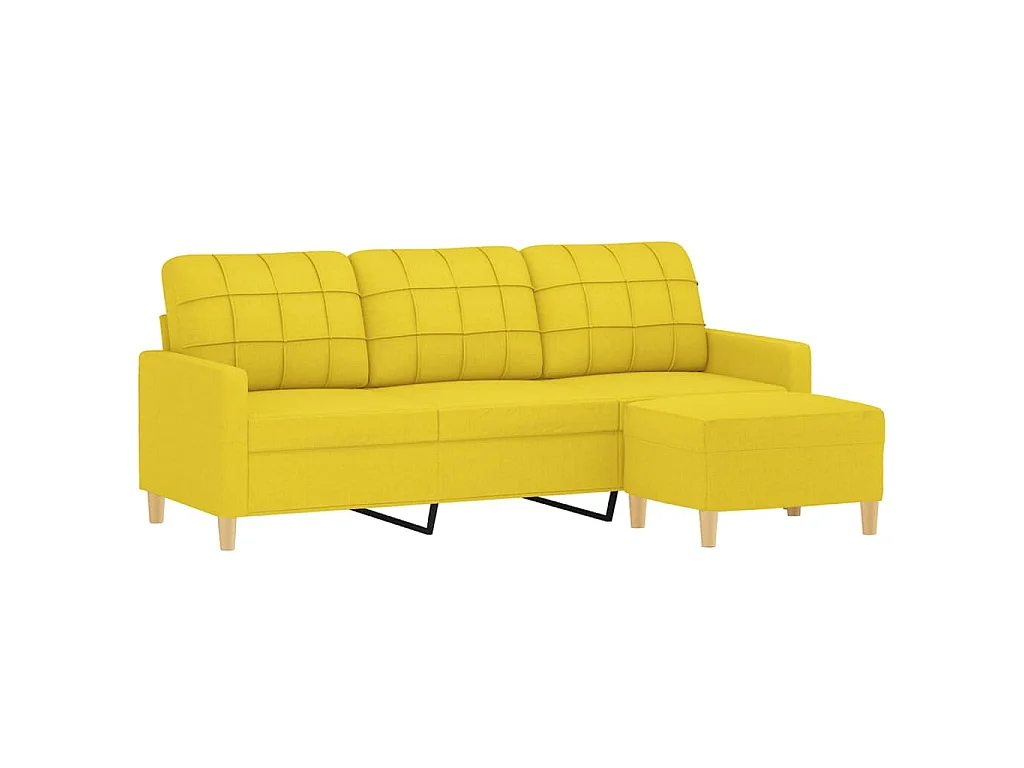 Canapé d'angle 3 places avec repose pieds en tissu jaune