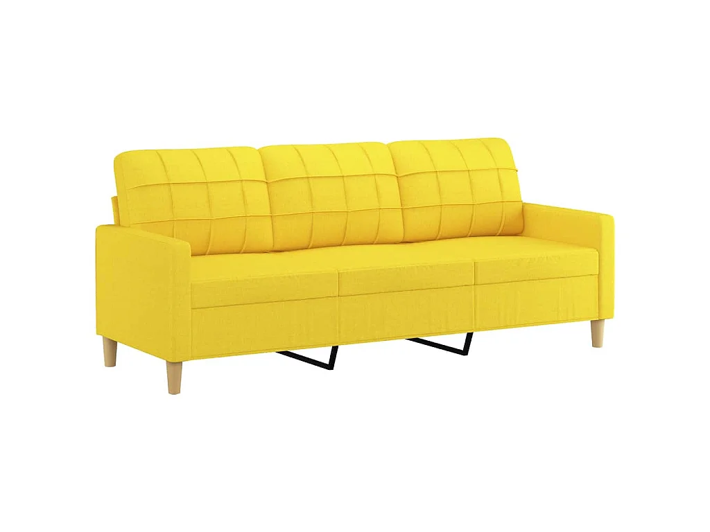 Canapé d'angle 3 places avec repose pieds en tissu jaune