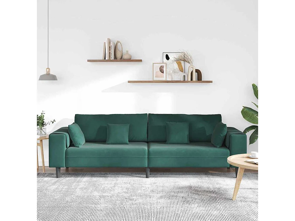 Sofá de terciopelo con cojín Verde oscuro 208 cm Terciopelo