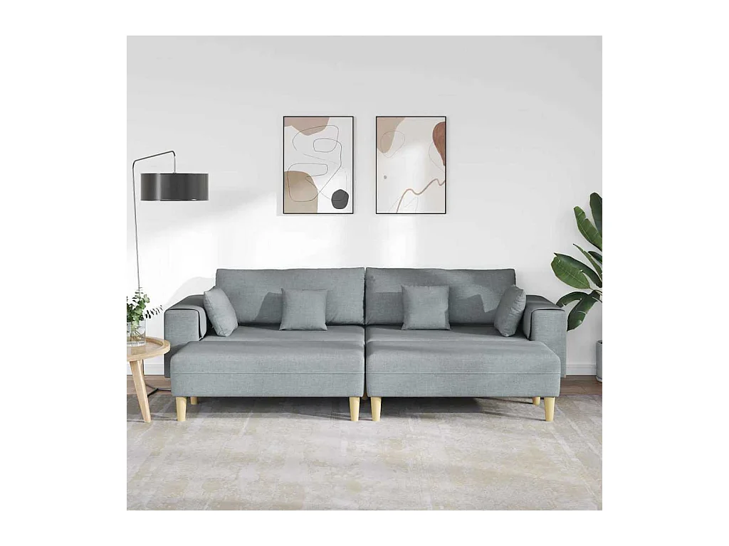 Divano in tessuto con cuscino Tessuto grigio chiaro 208 cm