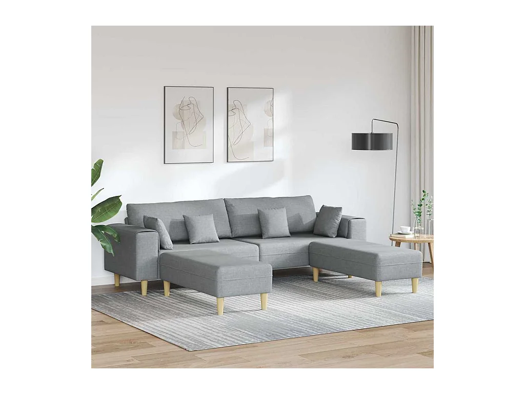 Stoffen bank met kussen Lichtgrijs 208 cm stof