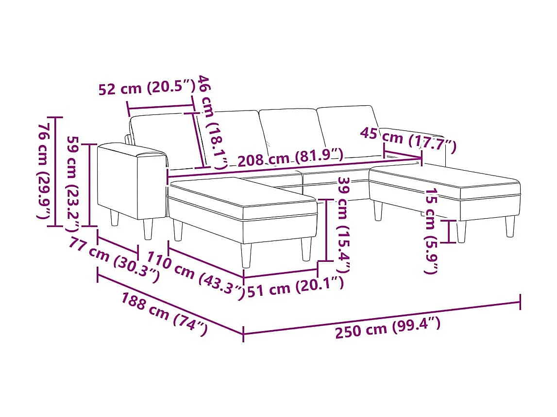 Sofa en tissu avec coussin Gris clair 208 cm tissu