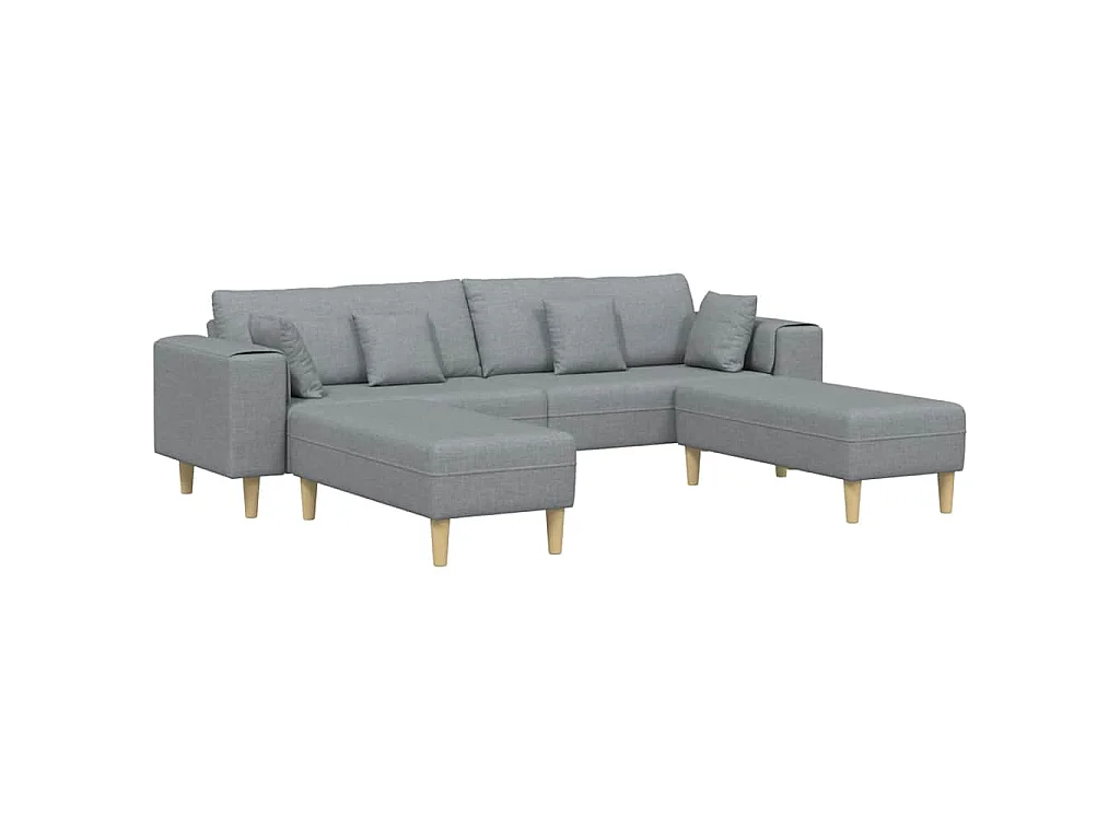 Stoffsofa mit Kissen Hellgrau 208 cm Stoff