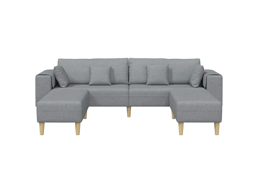 Stoffsofa mit Kissen Hellgrau 208 cm Stoff