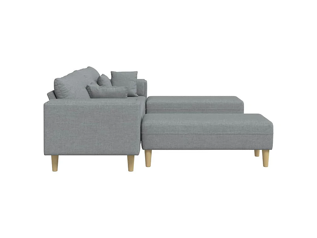 Stoffsofa mit Kissen Hellgrau 208 cm Stoff