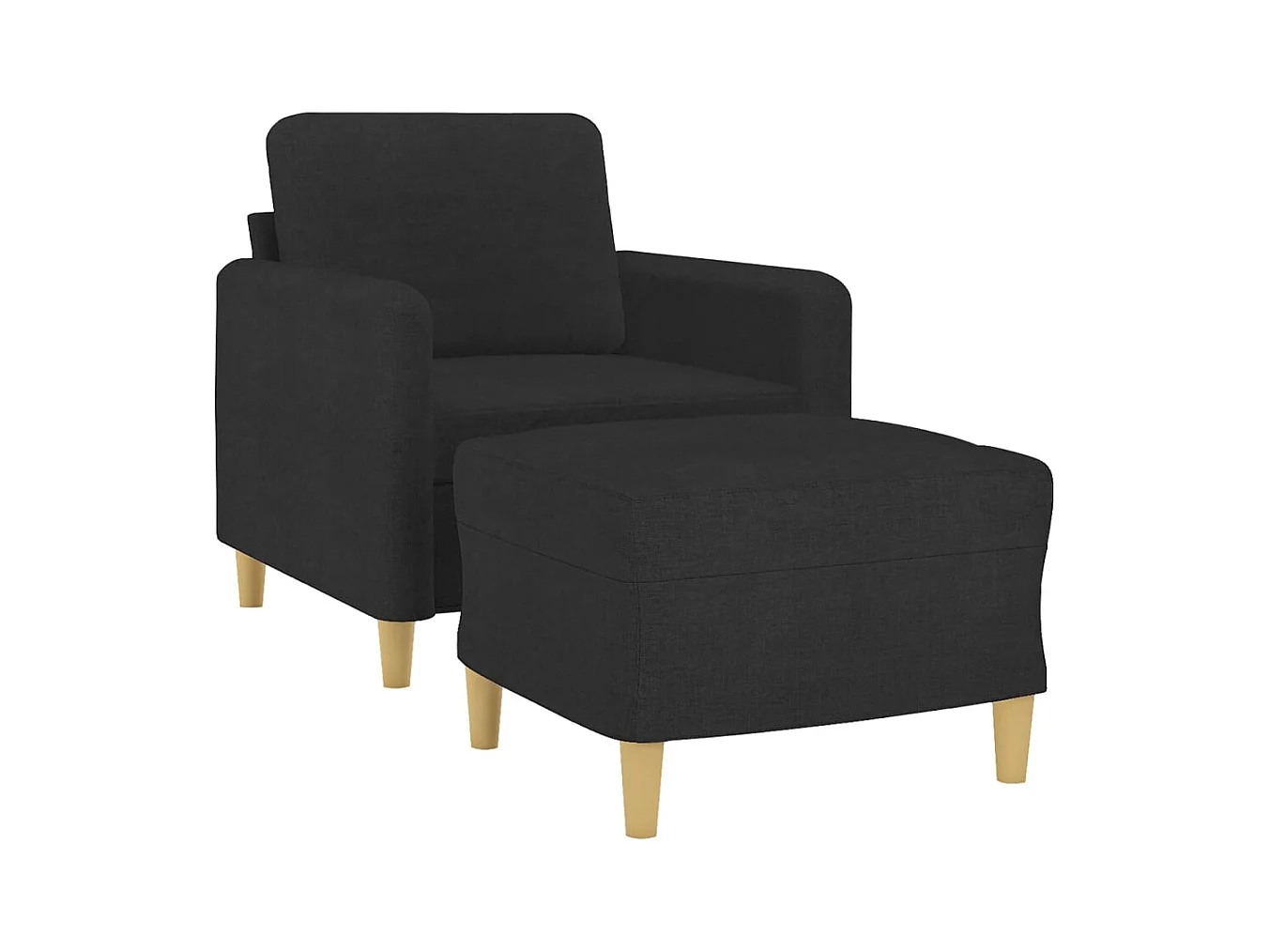 Sillón con reposapiés Tela Negro 60 cm
