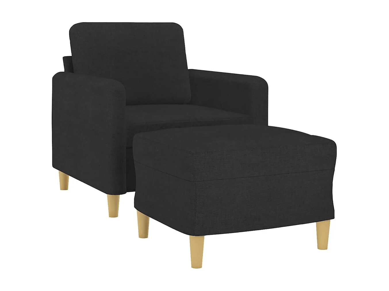 Poltrona con poggiapiedi Nero 60 cm Tessuto