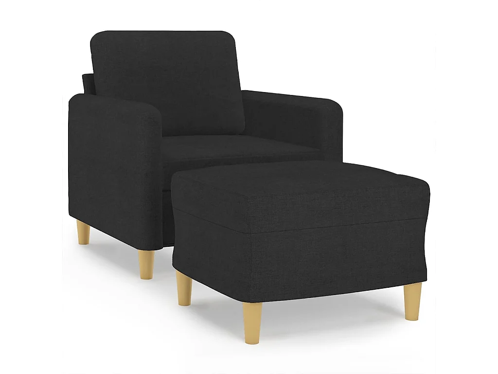 Fauteuil avec repose-pied Noir 60 cm Tissu