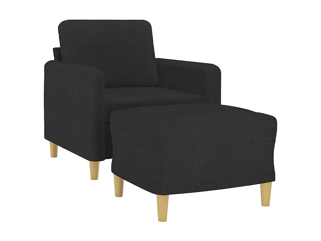 Fauteuil avec repose-pied Noir 60 cm Tissu