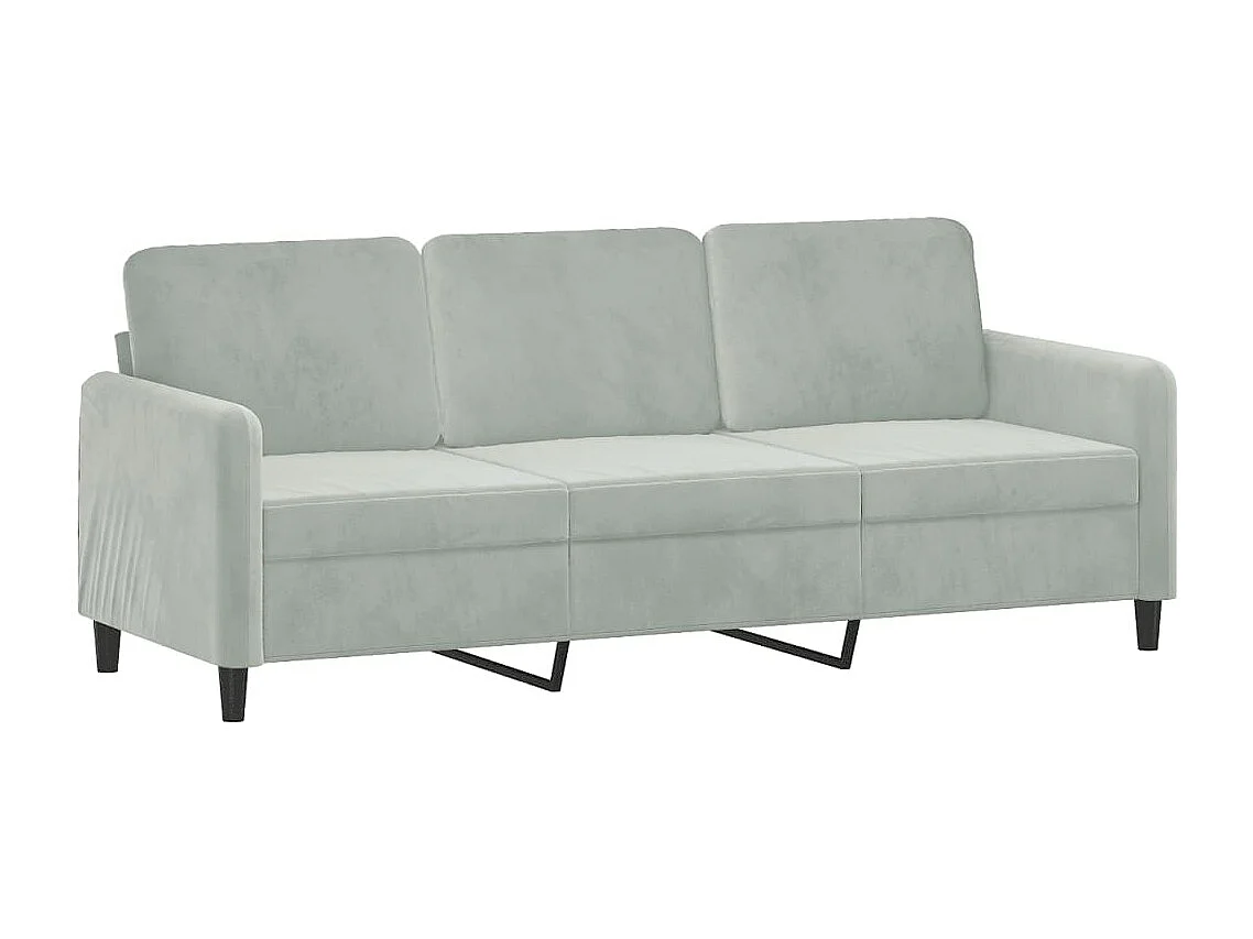 Divano 3 posti Grigio chiaro 180 cm Velluto
