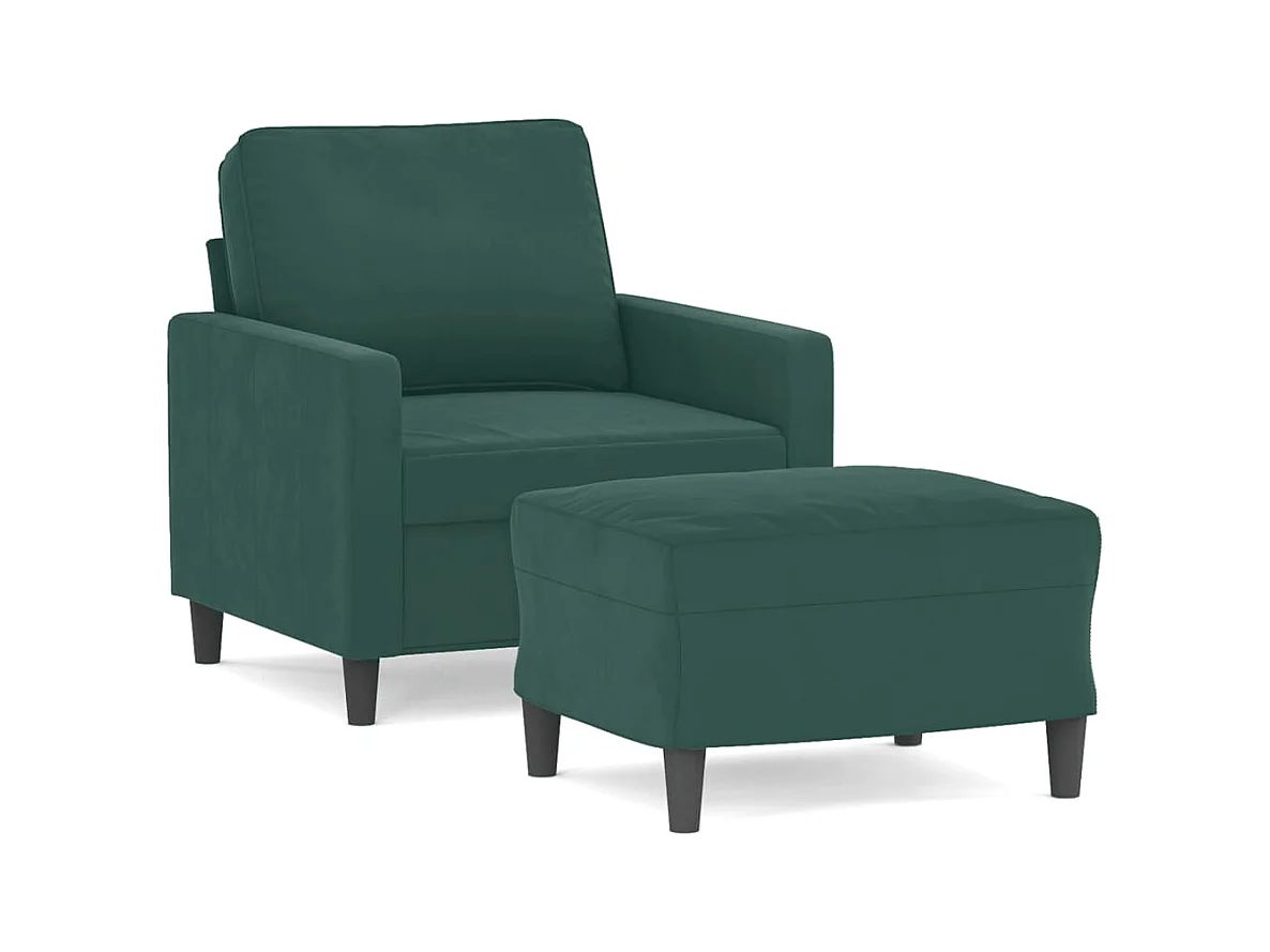 Sillón con reposapiés Verde oscuro 60 cm Terciopelo