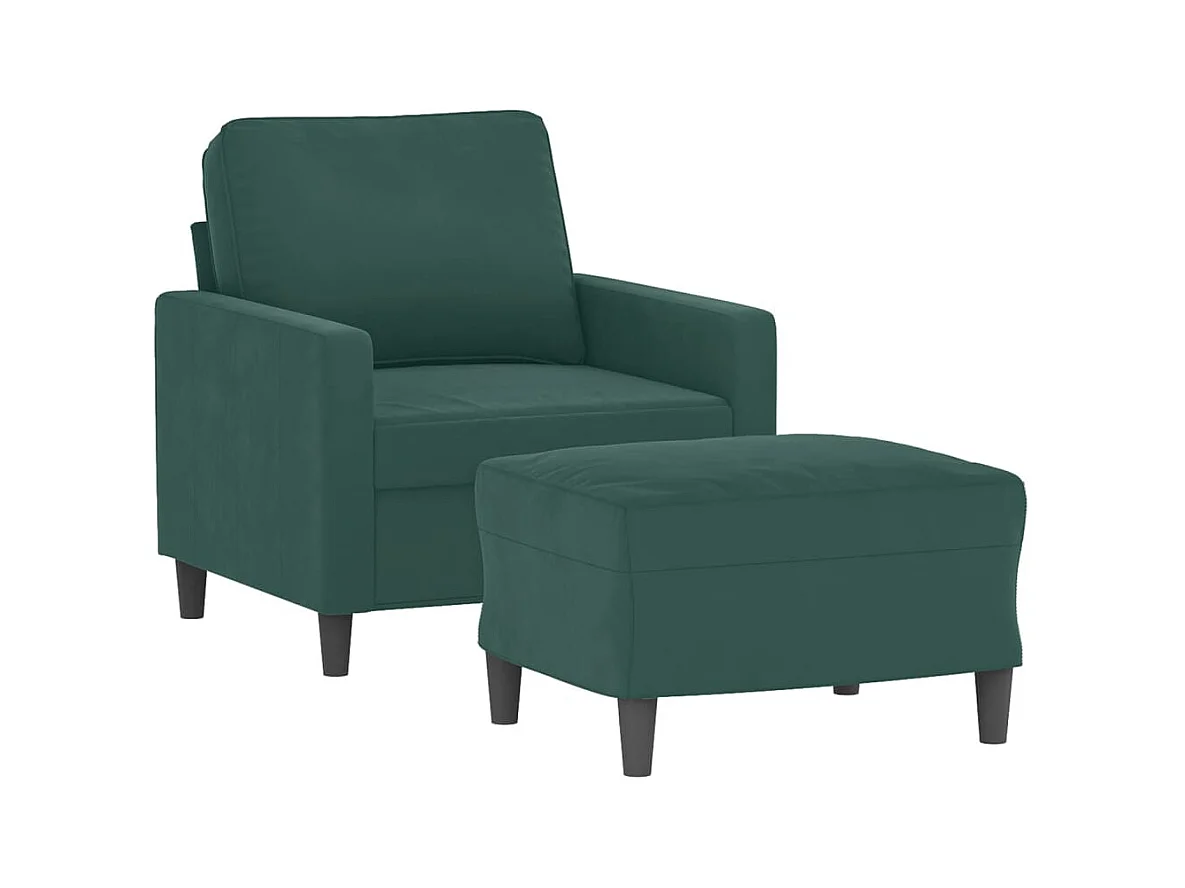 Sillón con reposapiés Verde oscuro 60 cm Terciopelo