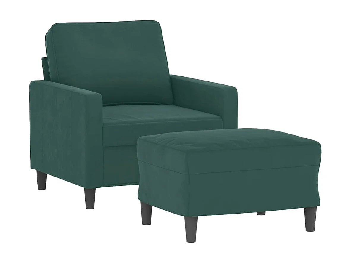 Sillón con reposapiés Verde oscuro 60 cm Terciopelo