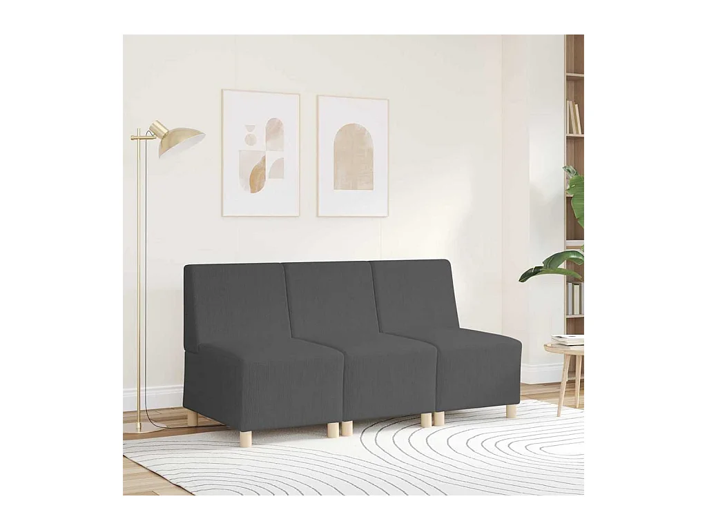 Unité de Sofa Modulaire Sans Accoudoirs Gris foncé