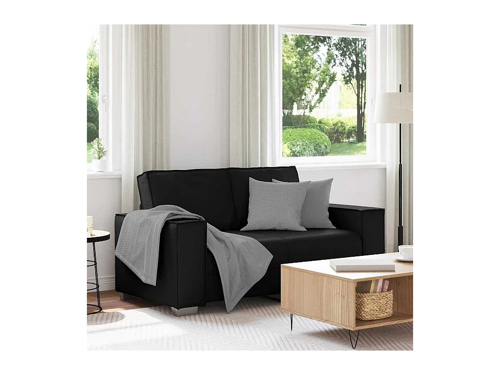 Divano poltrona nero 160 x 78 x 84 cm in similpelle